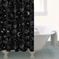 thumbnail image 4 of Black White Halloween Skull Bat Moon Pattern Shower Curtain 36"x72" ,Bathroom Decorative Shower Curtains Set with 12 Hooks,Modern Waterproof Washable Shower Curtain, 4 of 6
