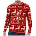 thumbnail image 1 of Sweat à Capuche pour Hommes Automne et Hiver Produits de Noël Col Rond Double Couche Flocon de Neige Drôle Père Noël et Imprimé Col Rond Sweat à Capuche, 1 of 4