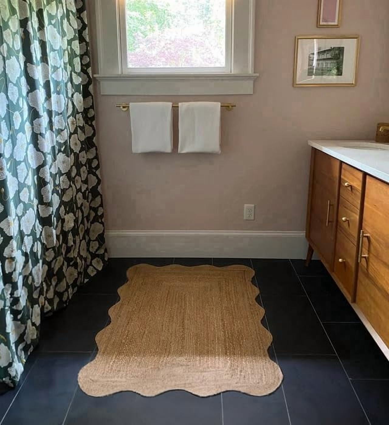 2x6 Ft Natural Jute Premium Scalloped Jute Rug – Handcrafted Natural Braided Carpet for Living Room, Bedroom, Entryway – Boho Home Decor