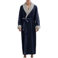 thumbnail image 1 of HBFAGFB Bathrobe Men Fall and Winter Leisure Padded Thickened Long Robe Pajamas Homewear Navy Size L, 1 of 5