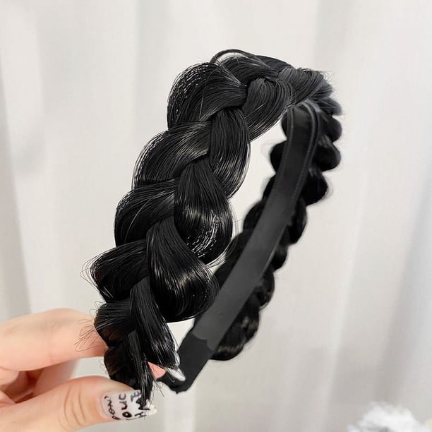 Peluca de trenza de espina de pescado, aro para el cabello, todo en uno, para mujer, sello para el cabello, aro para el cabello prensado, tocado, aro para el cabello