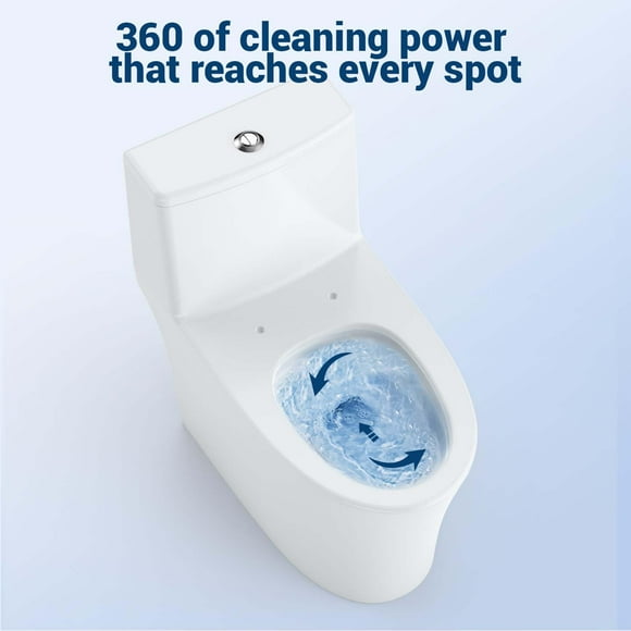 GloryStar Elongated One Piece Toilet with V-Shaped Seat Cover - Dual Flush Top Buttons,3/4.8L,PP Lid,Powerful Top Flush, Comfortable Seat Height, Soft Closing Seat, Quiet Modern Bathroom Toilet