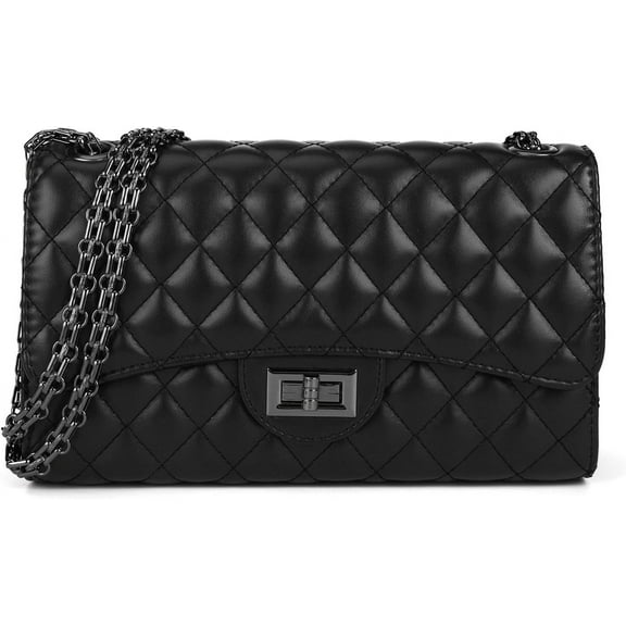 Kwuty Quilted Crossbody Purse for Women Trendy Ladies Shoulder Bag with Chain Designer Purses
