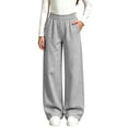 thumbnail image 2 of LIBRCLO Kids Girls Sweatpants Elastic Waist Wide Leg Pants Fleece Baggy Sweatpants Size 9-10 Years, 2 of 6