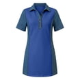 thumbnail image 5 of QSAWXQZ Women's Denim Patchwork Shirt Dress Quarter Button Lapel Collar Short Sleeve Mini Dress S, 5 of 9