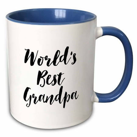 3dRose Phrase - Worlds Best Grandpa - Two Tone Blue Mug,