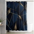 thumbnail image 2 of Waterproof Shower Curtain - Geometric Pattern Abstract Art Bathroom Curtains with Hooks,Gold Line Dark Blue Bathtub Curtain for Shower Stall,48x72 Inch, 2 of 6