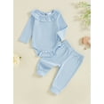 thumbnail image 5 of Aojekbee Baby Girl 2Pcs Fall Outfits Long Sleeve Ruffle Collar Romper + Pants Set Infant Clothing, 5 of 10