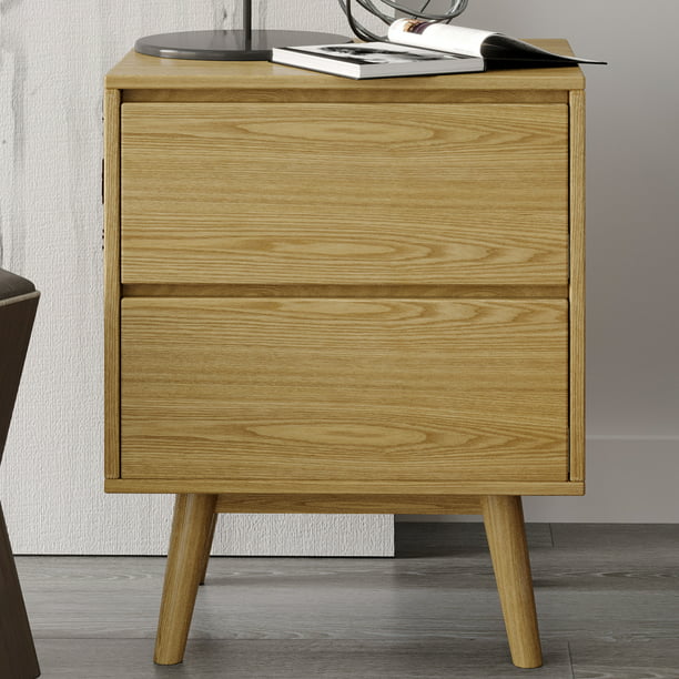 systematisch Ministerie positie DG Casa Fiore Easy Assembly Mid Century Modern Bedroom Nightstand Accent  Bedside Table with 2 Storage Drawers on Ball Bearing Slides - Night Stand  in Natural Oak - Walmart.com