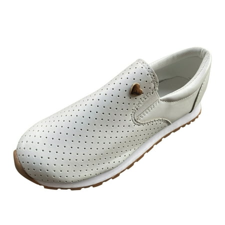 

fvwitlyh Womens Business Casual Shoes Ladies Fashion Leather Surface Hollow Breathable Flat Womens Casual Shoes Size 7 Wide