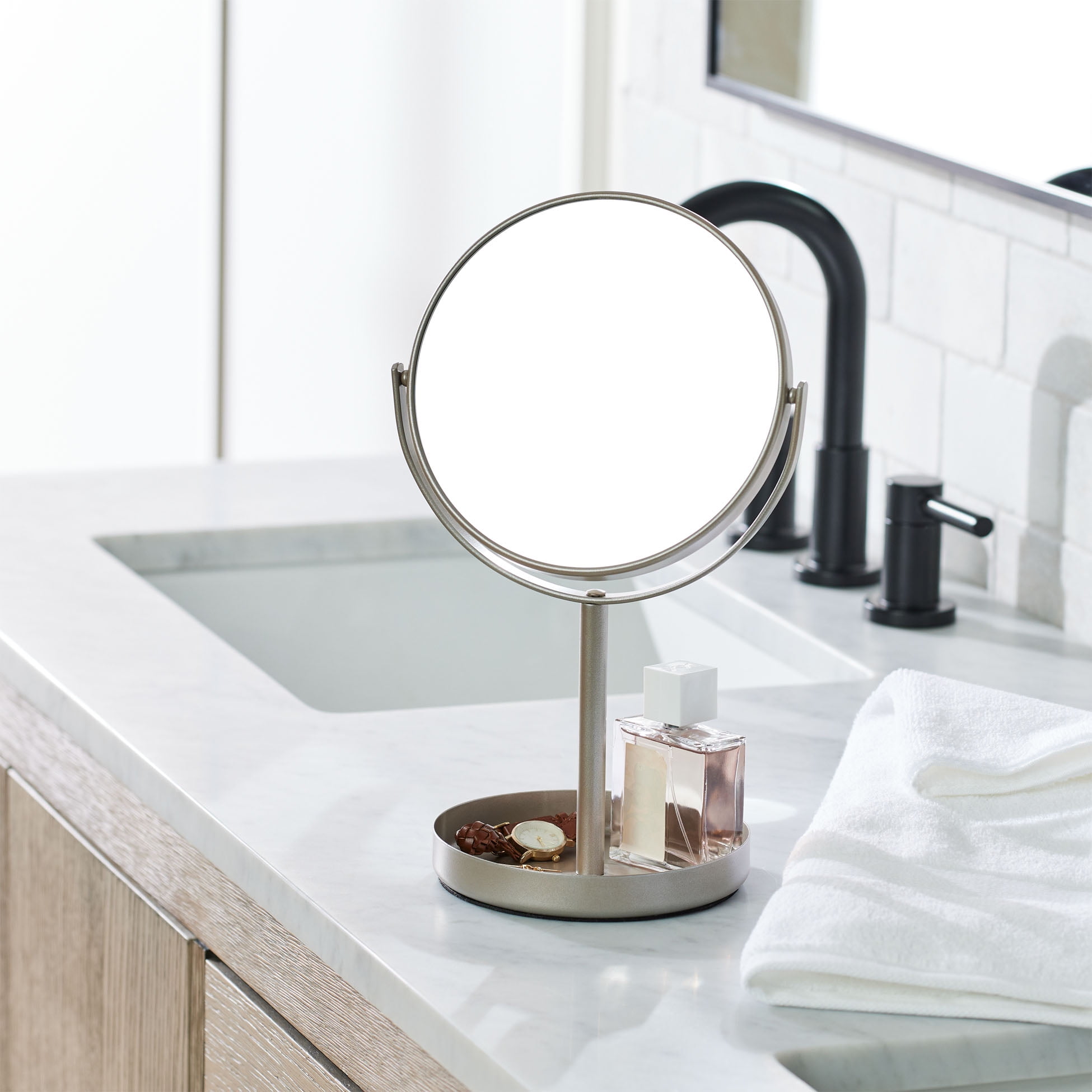 Better Homes & Gardens Satin Nickel Metal Dual Sided Vanity Mirror