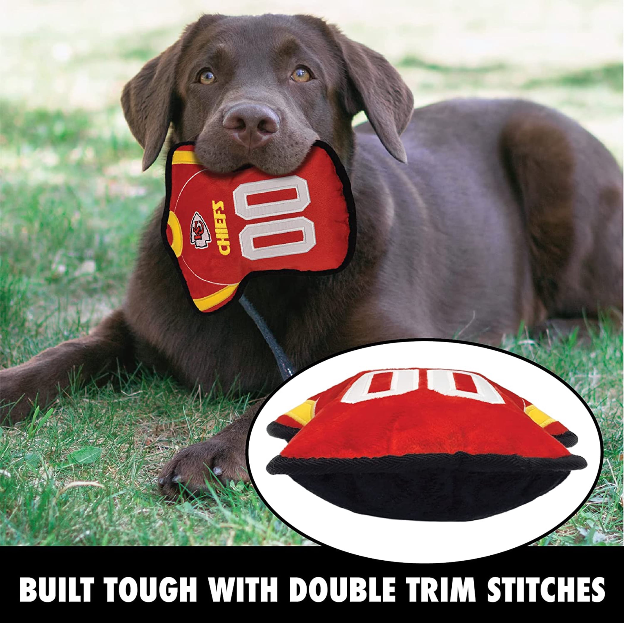 NFL Tough Jersey Pet Dog Toy Premium Quality with Built-in Squeaker Chew Toy