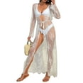 thumbnail image 6 of Franhais Women  Cover-ups Beachwear Long Sleeve Embroidery Lace See Through Long Kimono Cardigan, 6 of 9