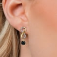 thumbnail image 3 of Gem Stone King 925 Silver and 10K Yellow Gold Black Sapphire and Lab Grown Diamond Dangle Earrings for Women | 1.44 Cttw | Gemstone September Birthstone | Round 5MM, 3 of 6