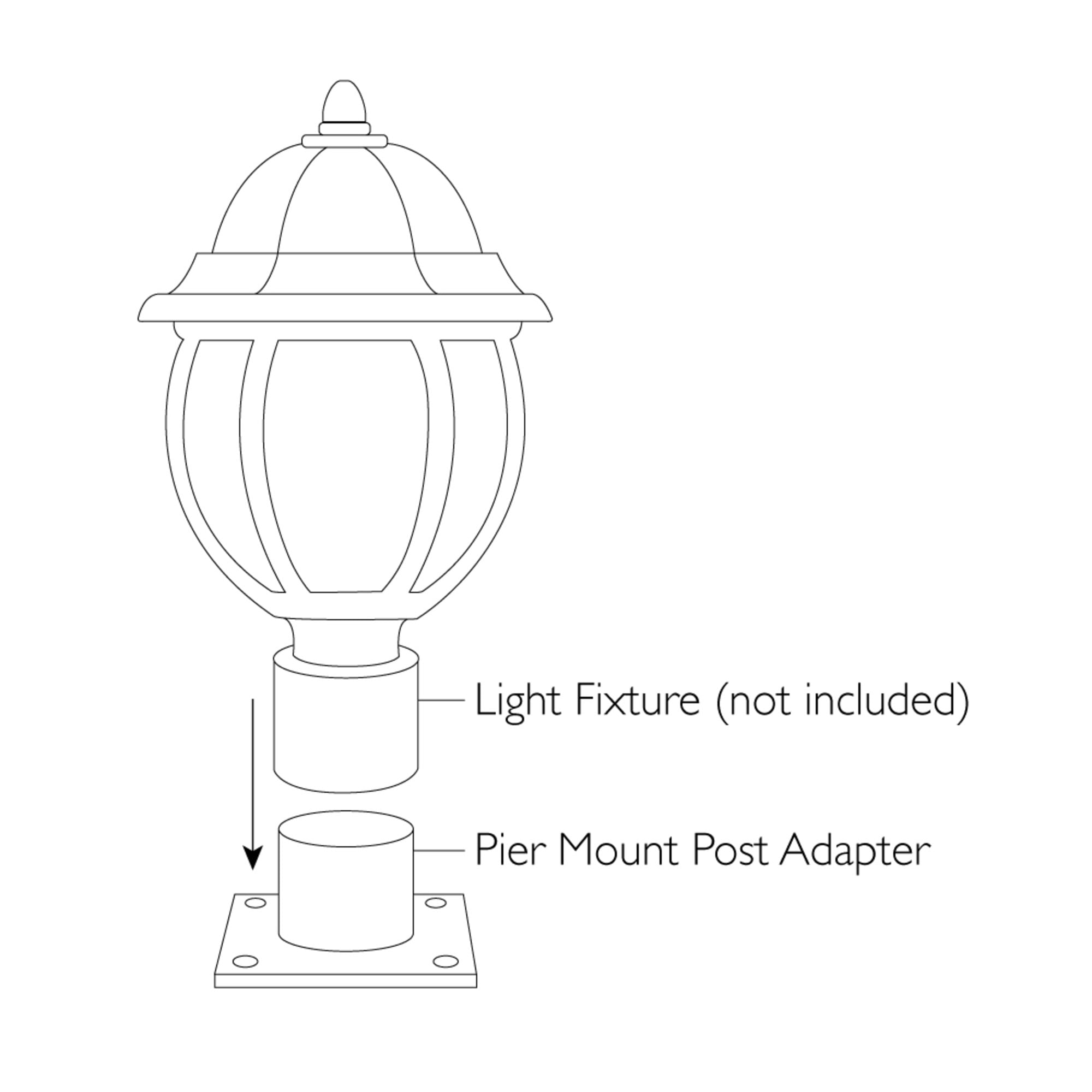 Aluminum Bronze Outdoor Pier Base, 3-Inch Fitter Post-Top Light Fixture Mount for Deck, Porch and Patio