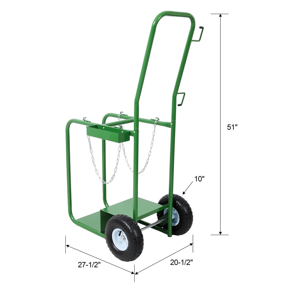 440lbs capacity Cylinder Cart, Welding Cylinder Hand Truck, Large Dual Oxygen Tank 9.5" Cart Dolly With 8-Inch Solid Rubber Wheels