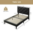 thumbnail image 4 of UHOMEPRO Upholstered Platform Twin Bed Frame with Headboard, Modern Black Faux Leather Twin Bed Frame with Wood Slat Support, Mattress Foundation for Adults Kids, No Box Spring Needed, 4 of 7