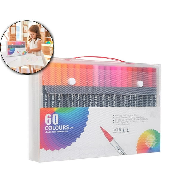 Dvruxg Double-Ended Watercolor Markers – Bright & Blendable Colors – Fine + Broad Tip Design – 2ml Ink Capacity – Ideal for Artists, Doodling, Sketching & Hand Lettering