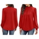 thumbnail image 2 of Camisas de Larga para Mujer, Blusas de Cuello Alto con Pliegues Delanteros, Ropa Informal Elegante para Otoño. Rojo XL, 2 of 5