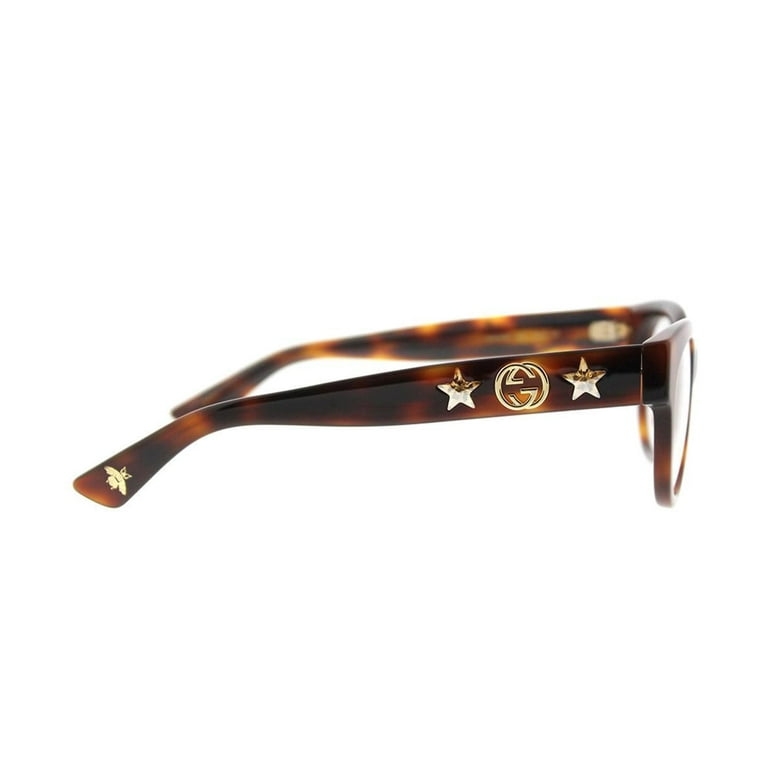 Gucci GG0209O 002 Eyeglasses Havana Brown Gold Frame 48 mm