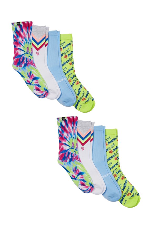 Girls Crew Socks, 8-Pack, Sizes M-L
