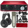 Focusrite Scarlett 4i4 USB Audio Interface (3rd Generation) + Tascam TM-80 Studio Condenser Microphone, Samson?SR850 Stereo Headphones, Xpix Pop Filter, Cables and Professional Accessories