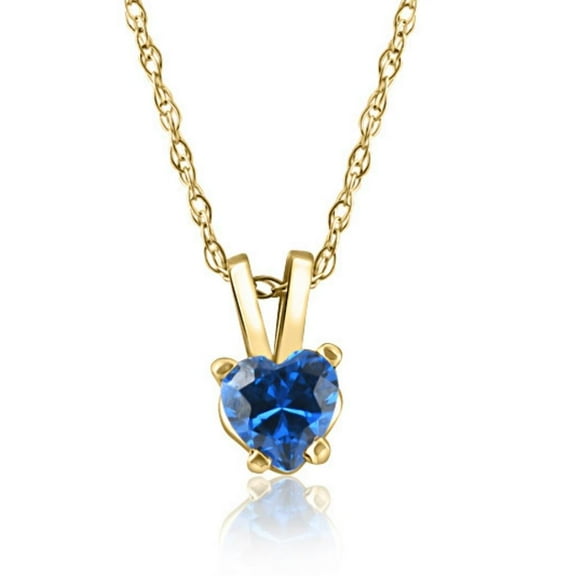 Pompeii Women's 1/2ct Blue Heart Shape Sapphire Pendent Yellow Gold 18" Chain Necklace (,)
