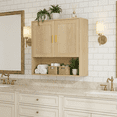 thumbnail image 2 of Semiocthome Wall Mounted Bathroom Cabinet Medicine Cabinet with Adjustable Shelves, Wood Fluted Doors,Oak, 2 of 6