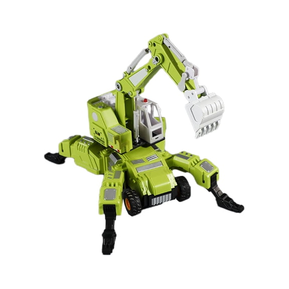 Steel Power Transformable Engineering Vehicle with Long Crane Liftable Excavator Model for Creative Construction Play