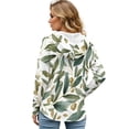 thumbnail image 2 of DISNIMO Leaf Printed Hoodies for Women Waffle Sweatshirts Long Sleeve Pullover Tops V Neck Hooded Sweatshirt for Daily Wear, S, 2 of 7