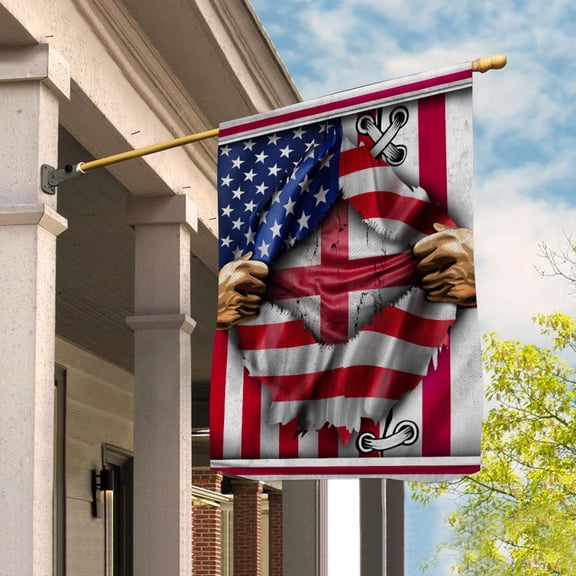 Flags Proud English American Flag Ripped flag England strong Garden Flag, Double-Sided Decorative Outdoor Flag, Patriotic Polyester Yard Flag 12 x 18 in