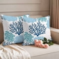 thumbnail image 3 of 2 Pack Outdoor Waterproof Throw Pillow Covers,Classic Sea Blue Coral Decorative Square Pillow Case Patio Pillowcases for Chair Couch Sofa 16x16in, 3 of 9