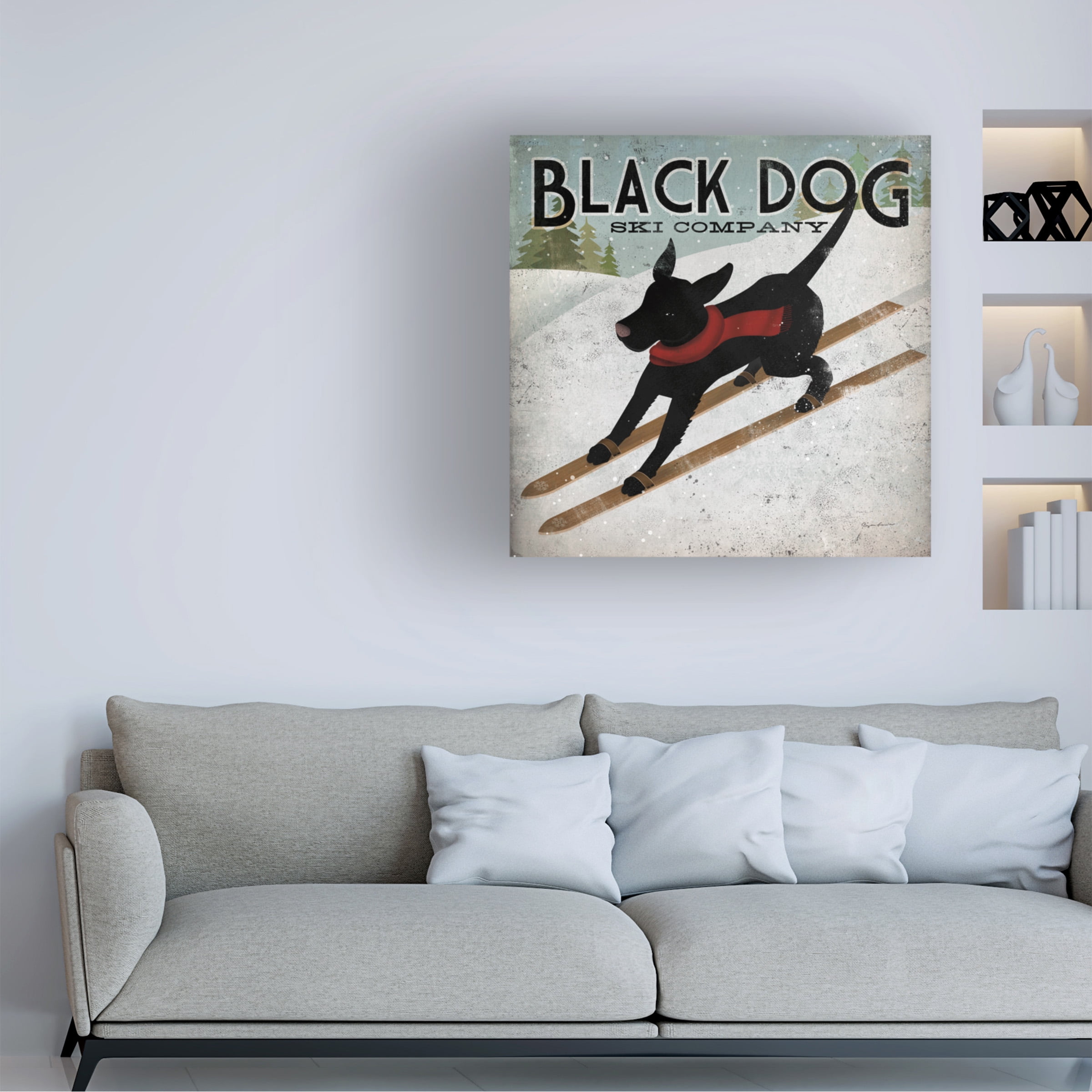 Ryan Fowler 'Black Dog Ski' Canvas Art