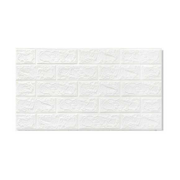 3D Wall Panels Peel and Stick Foam Wallpaper White Brick 3D Wallpaper Stick and Peel Self Adhesive Waterproof Foam Faux Brick Paneling Decorative Wallpaper Bedroom, Kitchen, Fireplace(1PC)