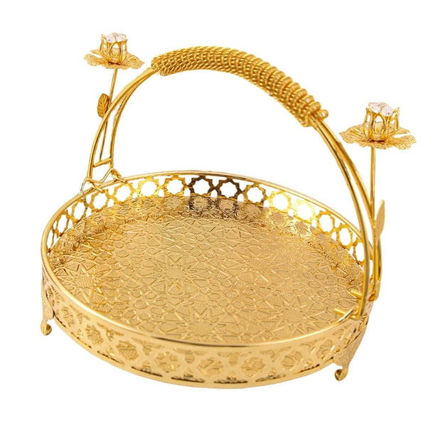 Bandeja de servicio de estilo europeo, magdalenas, postres, exhibición de fiestas, bandeja de alimentos secos, organizador, almacenamiento decorativo Dorado Gloria bandeja de bocadillos