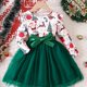 thumbnail image 1 of Christmas Girls Tulle Splice Long Sleeve Tutu Dress, Cute & Smart Holiday Party Dresses Outfit For Kids/ Toddlers, Gift Choice, 1 of 5