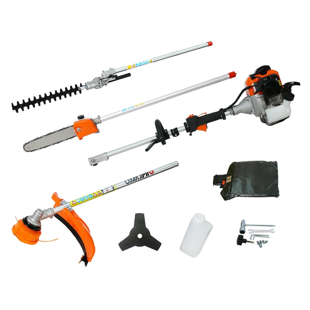 GVN 4 In 1 Multi-Functional Trimming Tool, 56Cc 2-Cycle Garden Tool System With Gas Pole Saw, Hedge Trimmer, Grass Trimmer