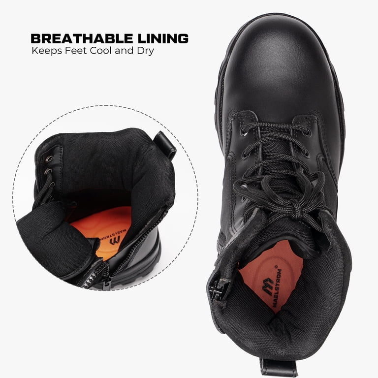 Maelstrom Mens Black Tactical Boots Side‎ Zip Lace Up Waterproof Size 9.5 Maelstrom, Tactical Work Boots, Waterproof with Side Zipper  main image 2