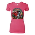 thumbnail image 2 of Wild Bobby, Vintage Hot Rod Old Garage Cars and Trucks Womens Slim Fit Junior Tee, Hot Pink, Small, 2 of 3