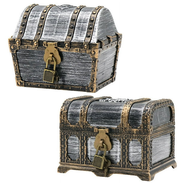 Cofre Del Tesoro Pirata Grande De ABS | Tamaño 20.5x10x10 Cm | Varios Estilos Y Sorpresas | Para Juegos De Rol Y Fiestas