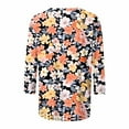 thumbnail image 5 of hopeusnice Hauts de Printemps Col Rond Automne Chemises Tendance Tuniques Motif Fleur Blouses Amples pour Femmes Manches 3/4 Légères Basiques Multicolores TTG, 5 of 5