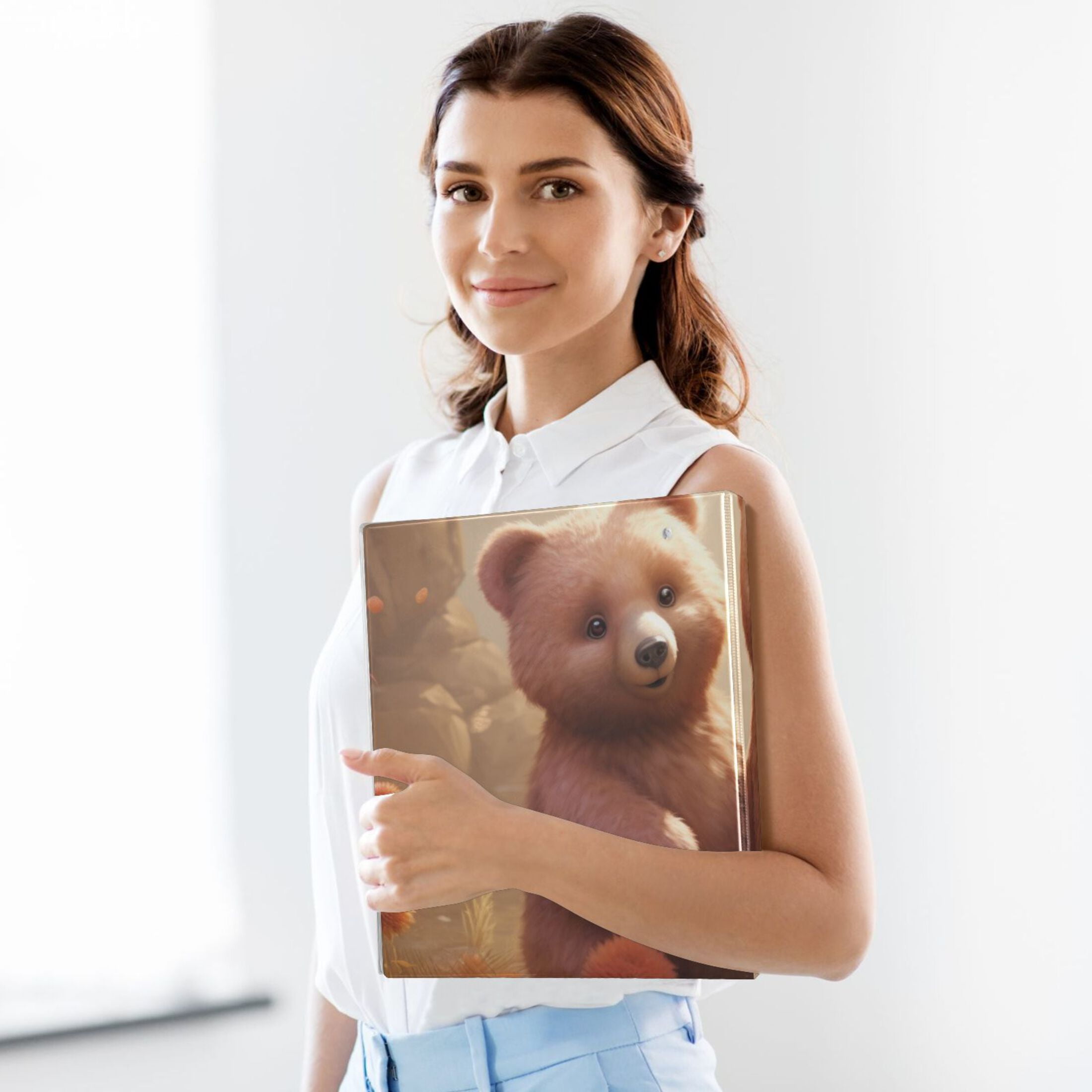 Cute Bears 3 Ring Binders 1.5 inch Hardcover File Folders with Interior Pockets A4 Size Organizer for School Office Hospital Set of 2