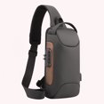 thumbnail image 5 of Bolso De Hombro Para Hombre Paquetes de pecho de nailon, carteras antirrobo con contraseña para viajes al aire libre (gris), 5 of 5