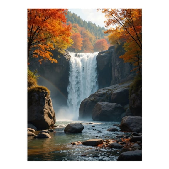 Diamond Art Kits for Adults - Waterfall Autumn Forest 5d Diamond Painting for Adults, Diamond Art for Adults Beginners, Frameless Diamond Painting Kits for Adults for Home Wall Decor