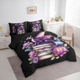 thumbnail image 2 of Homewish Purple Pink Dragon 7-Piece Twin Bedding,Cute Wildlife Bedding Comforter Set,Floral Books Decor,Black Reversible, 2 of 8