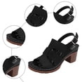 thumbnail image 5 of Rokment Women's Platform Gladiator High Heels Dressy Sandals for Woman 2026 Summer Fashionable Leather Casual Fish Mouth Peep Toe Chunky Block Heeled Slingback Dress Pumps Ladies B Size 6, 5 of 7