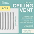 thumbnail image 3 of Ceiling Register - Air Vent Covers for Home Ceiling or Wall - 8X4 Inch (Duct Opening) 1-Way White Grille Register Cover with Adjustable Damper for HVAC Heat and Cold Air Conditioner, 3 of 9