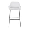 thumbnail image 6 of Lumisource Daniella Contemporary Fixed-Height Bar Stool in Chrome Metal and White Faux Leather - Set of 2, 6 of 7
