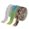 thumbnail image 1 of Unique Bargains 3Roll 1 Yard 8mm Self Adhesive Crystal Rhinestone Ribbon for Crafts Project, Colorful,4 Color,Black,Brown, 1 of 5