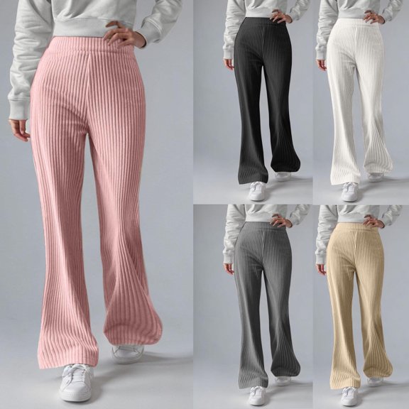 UTSJKR Flare Corduroy Pants for Women High Waisted Wide Leg Baggy Trousers Pants Vintage Bell Bottoms Slacks with Pockets Black L